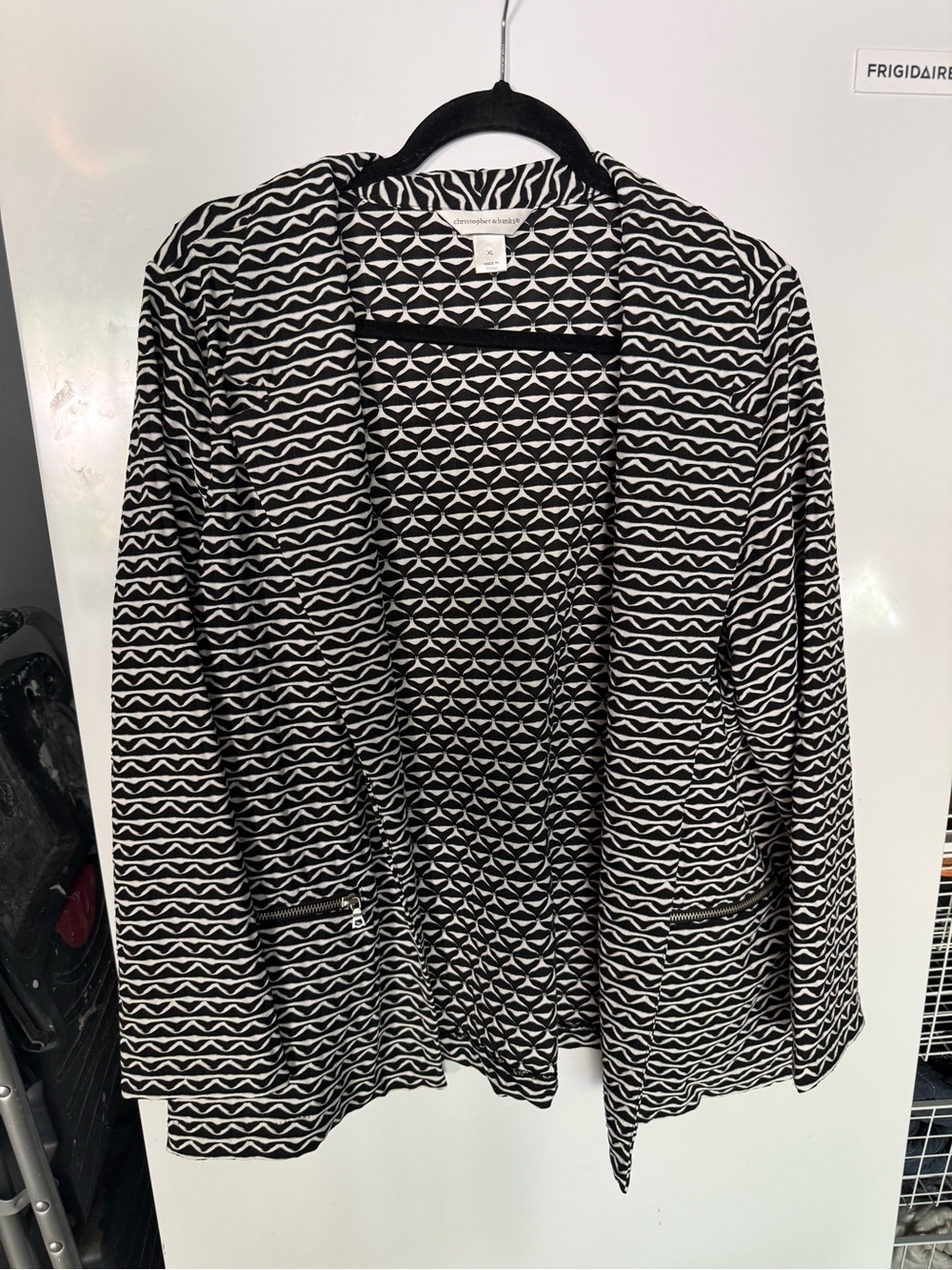 Christopher & Banks Black and White Patterned Knit Cardigan